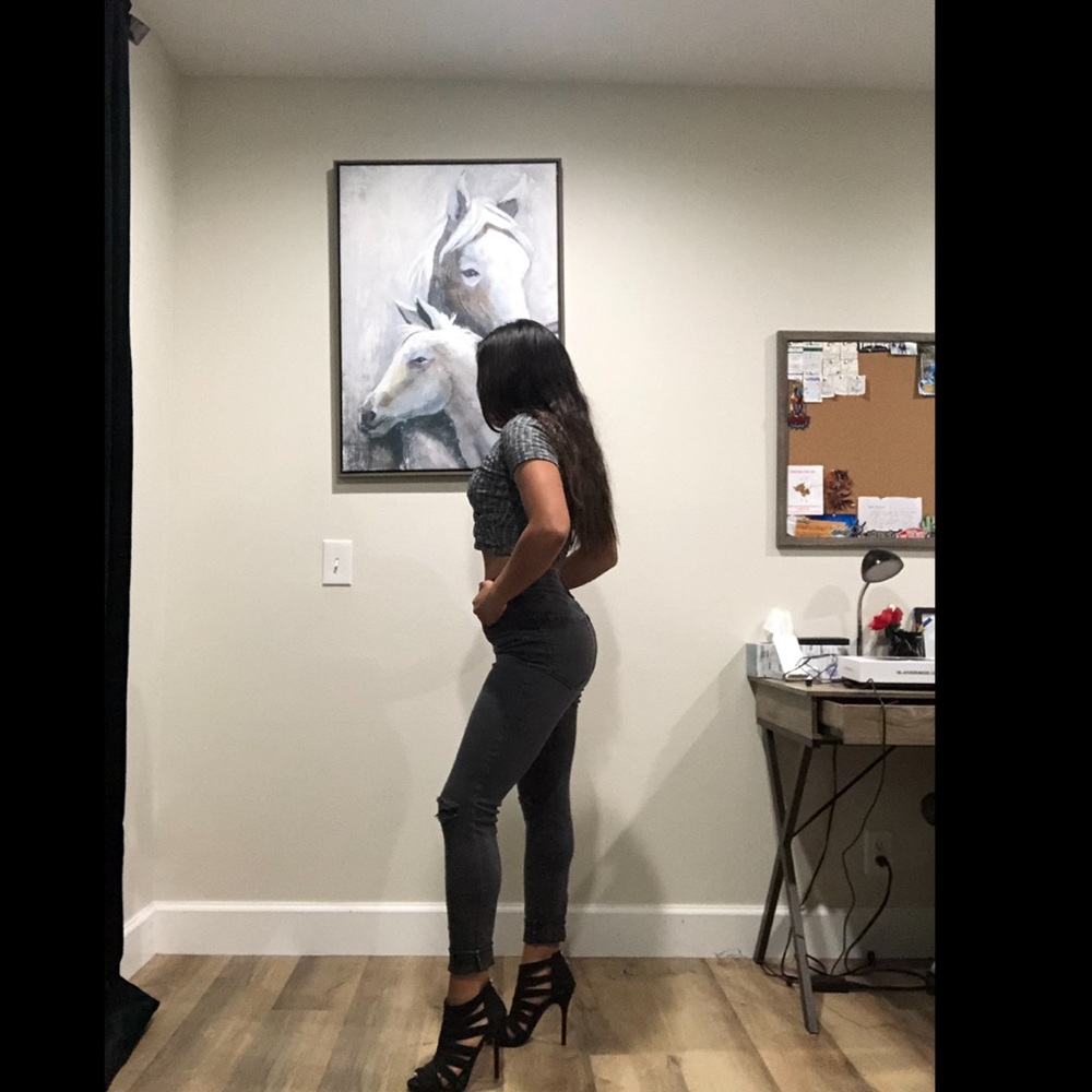 Black denim high waisted jeans